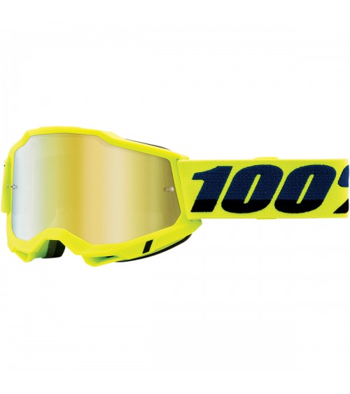 100% Accuri 2 Fluo Yellow Gold Mirror Lens Goggle