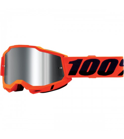 100% Accuri 2 Neon Orange Silver Flash Mirror Lens Goggle