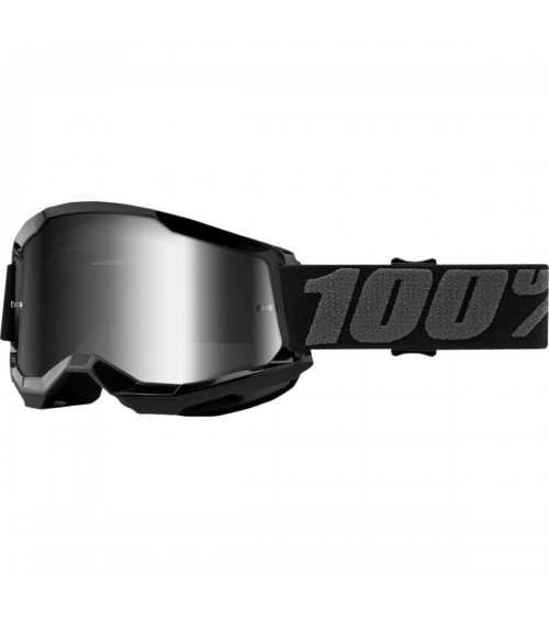 100% Strata 2 Black Silver Mirror Lens Goggle