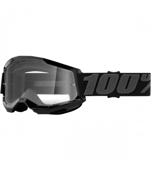 100% Strata 2 Black Clear Lens Goggle