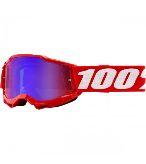 100% Accuri 2 Junior Neon Red/Blue Mirror Lens Goggle