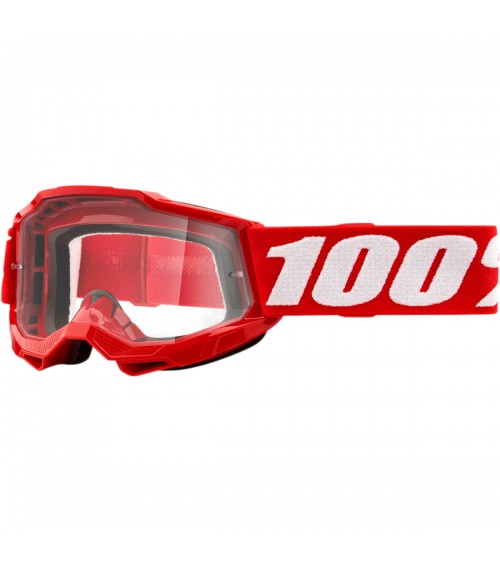 100% Accuri 2 Junior Neon Red Clear Lens Goggle