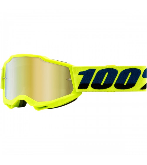 100% Accuri 2 Junior Fluo Yellow Gold Mirror Lens Goggle