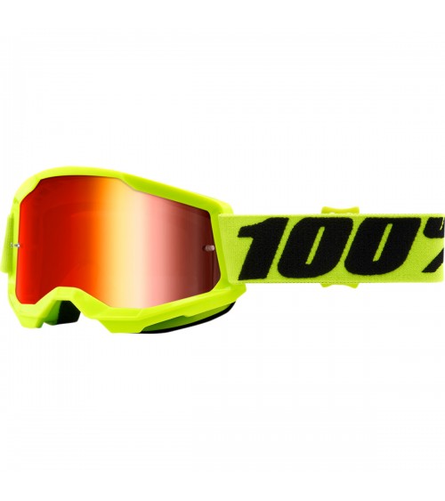100% Strata 2 Junior Fluo Yellow Red Mirror Lens Goggle