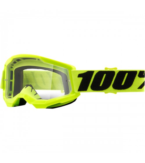 100% Strata 2 Junior Fluo Yellow Clear Lens Goggle