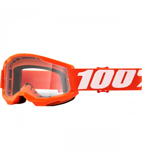 100% Strata 2 Junior Orange Clear Lens Goggle