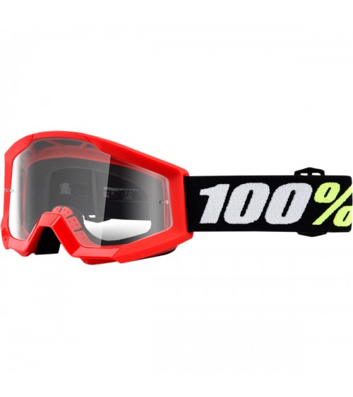 100% Strata 2 Mini Grom Red Clear Lens Goggle