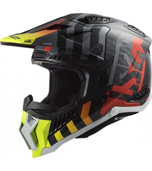 LS2 MX703 X-Force Barrier Carbon H-V Yellow / Red