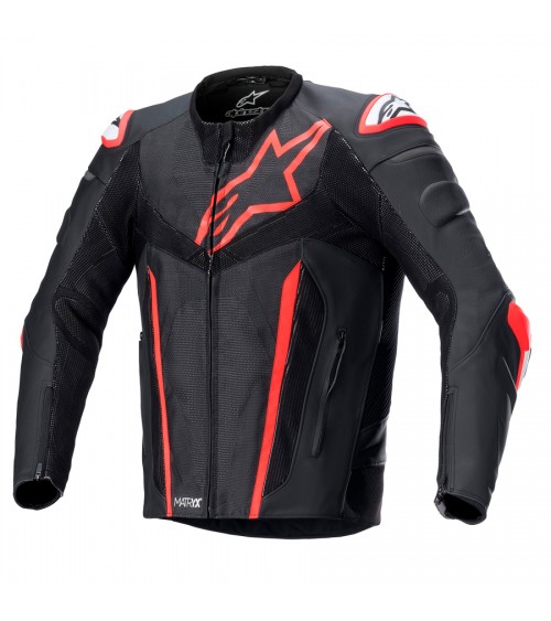 Alpinestars Fusion Black/Red Fluo Leather Jacket