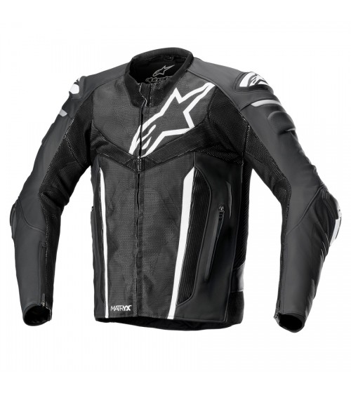 Alpinestars Fusion Black/White/Metallic Gray Leather Jacket