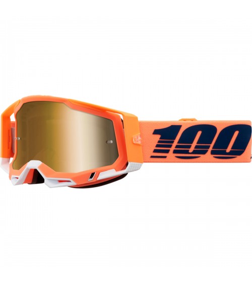 100% Racecraft 2 Coral True Gold Mirror Lens Goggle