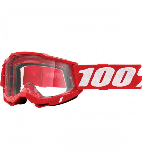 100% Accuri 2 Neon Red Clear Lens Goggle