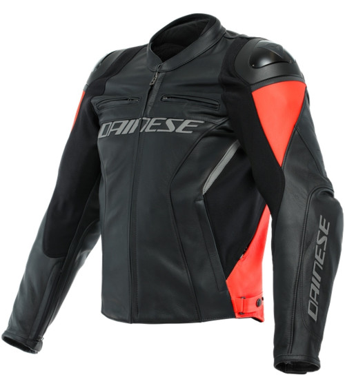 Dainese Racing 4  Black / Fluo Red Leather Jacket