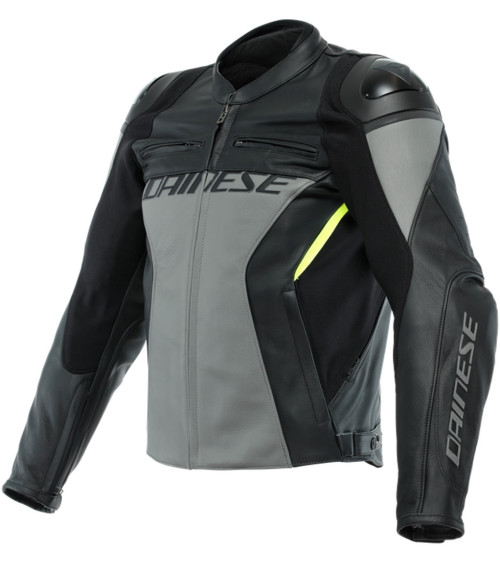 Dainese Racing 4 Charcoal Grey / Black Leather Jacket