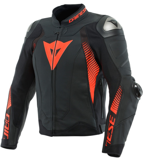 Dainese Super Speed 4 Black Matt / Fluo Red Leather Jacket
