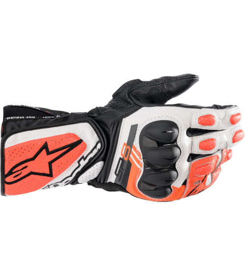 Alpinestars SP-8 V3 Black / White / Red Fluo Leather Glove