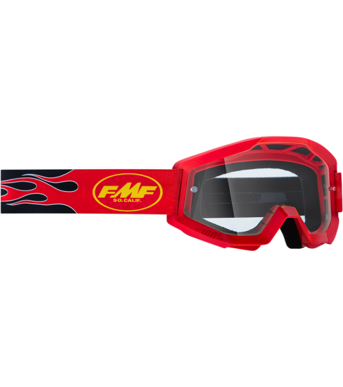 FMF Goggle Youth Powercore Flame Red Clear Lens