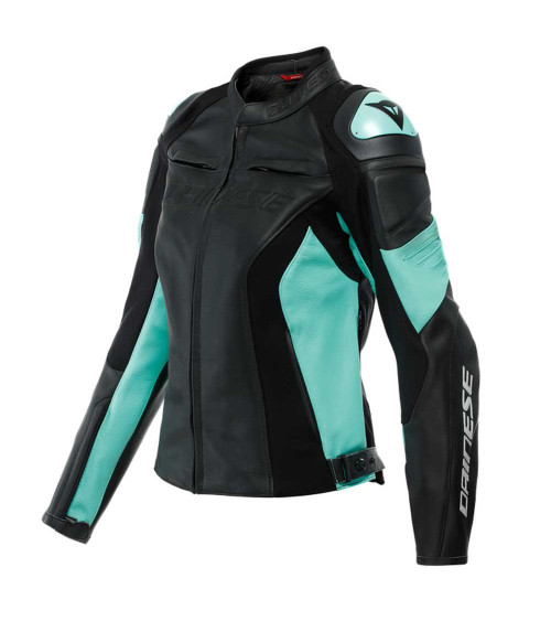 Dainese Racing 4 Lady Black / Acqua-Green Leather Jacket