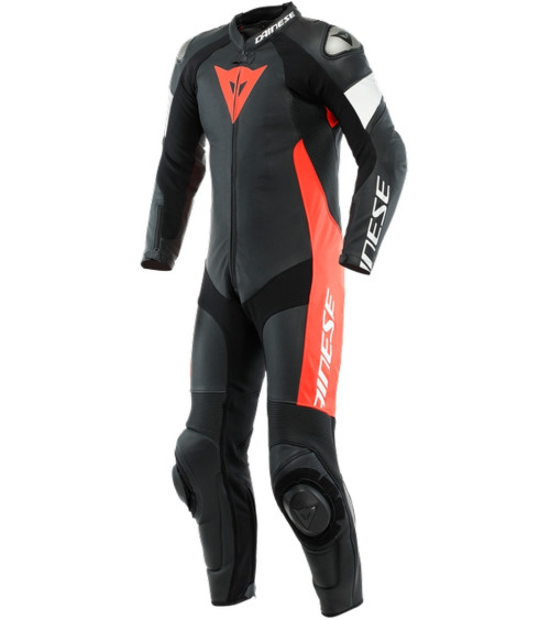 Dainese Tosa 1PC Perf. Black / White / Red Fluo Leather Suit