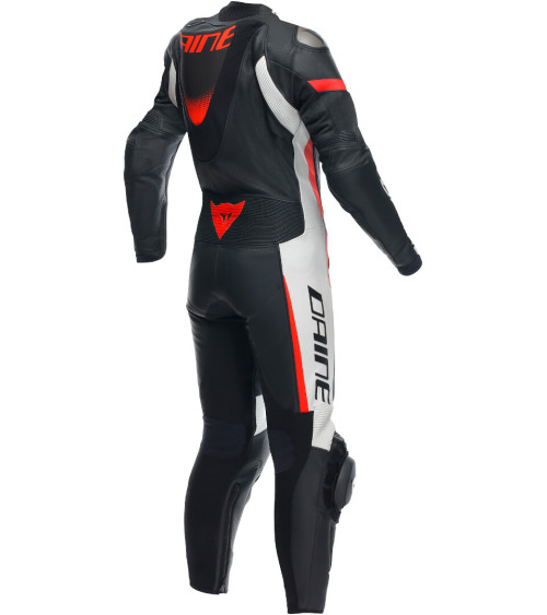 Dainese Grobnik 1PC Perf. Black / White / Fluo Red Leather Suit Lady
