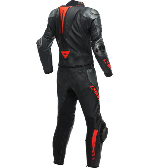 Dainese Laguna Seca 5 2PC Black / Anthracite / Fluo Red Leather Suit