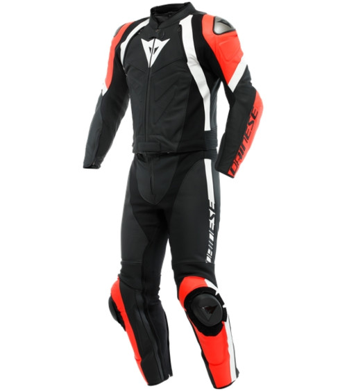 Dainese Avro 4 2PC Black Matt / Fluo Red / White Leather Suit
