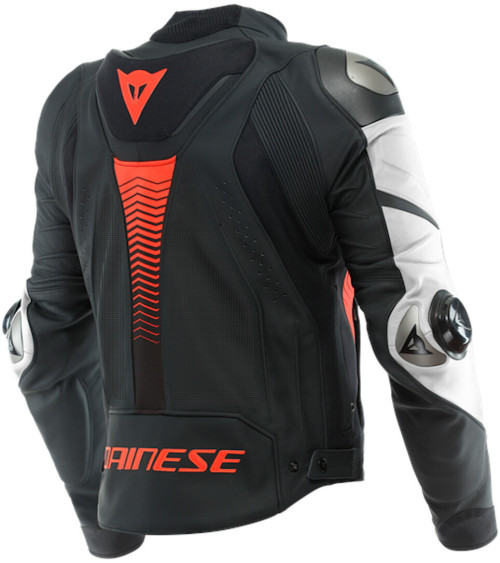 Dainese Super Speed 4 Perf. Black Matt / White / Fluo Red Leather Jacket