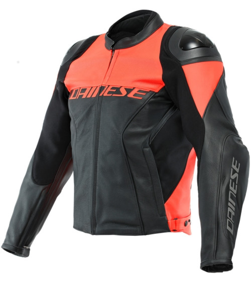 Dainese Racing 4 Perf. Black / Fluo Red Leather Jacket