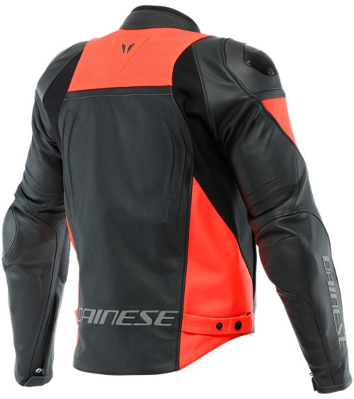 Dainese Racing 4 Perf. Black / Fluo Red Leather Jacket