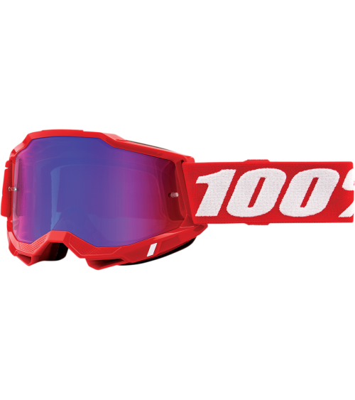 100% Accuri 2 Neon Red / Blue Mirror Lens Goggle