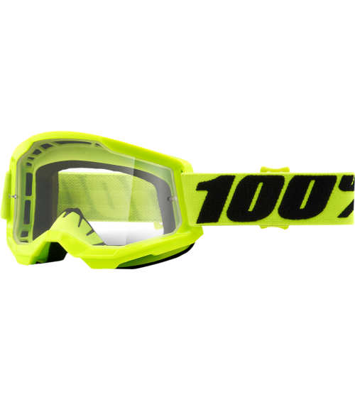 100% Strata 2 Fluo Yellow Clear Lens Goggle