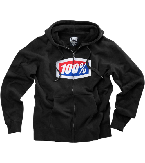 100% Official Black Zip Hoodie