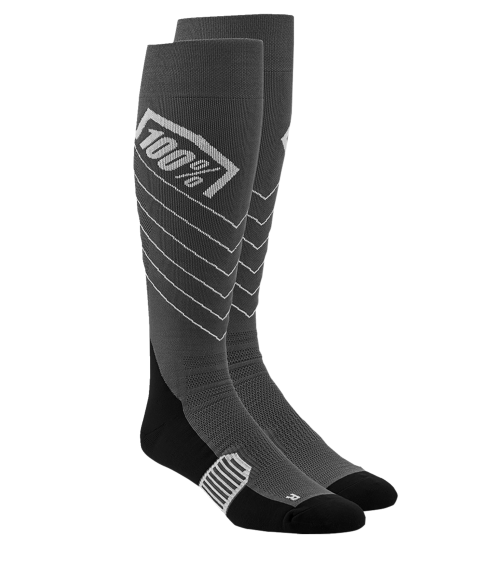 100% Performance Moto Hi Side Grey Socks