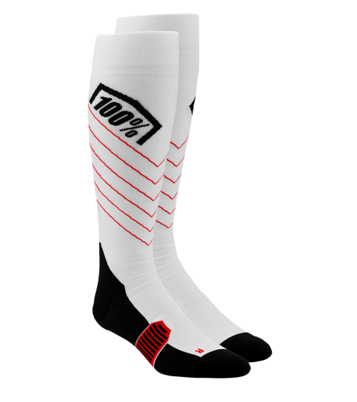 100% Performance Moto Hi Side White Socks