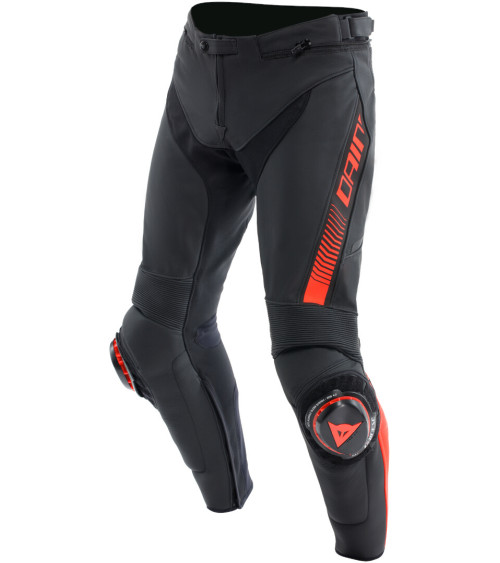 Dainese Super Speed Black / Fluor Red Leather Pants