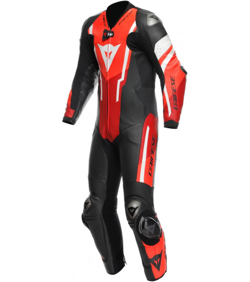 Dainese Misano 3 1PC Perf. D-Air Black / Red / Fluo Red Leather Suit