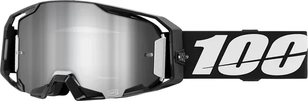 100% ARMATIC BLACK SILVER MIRROR LENS GOGGLE