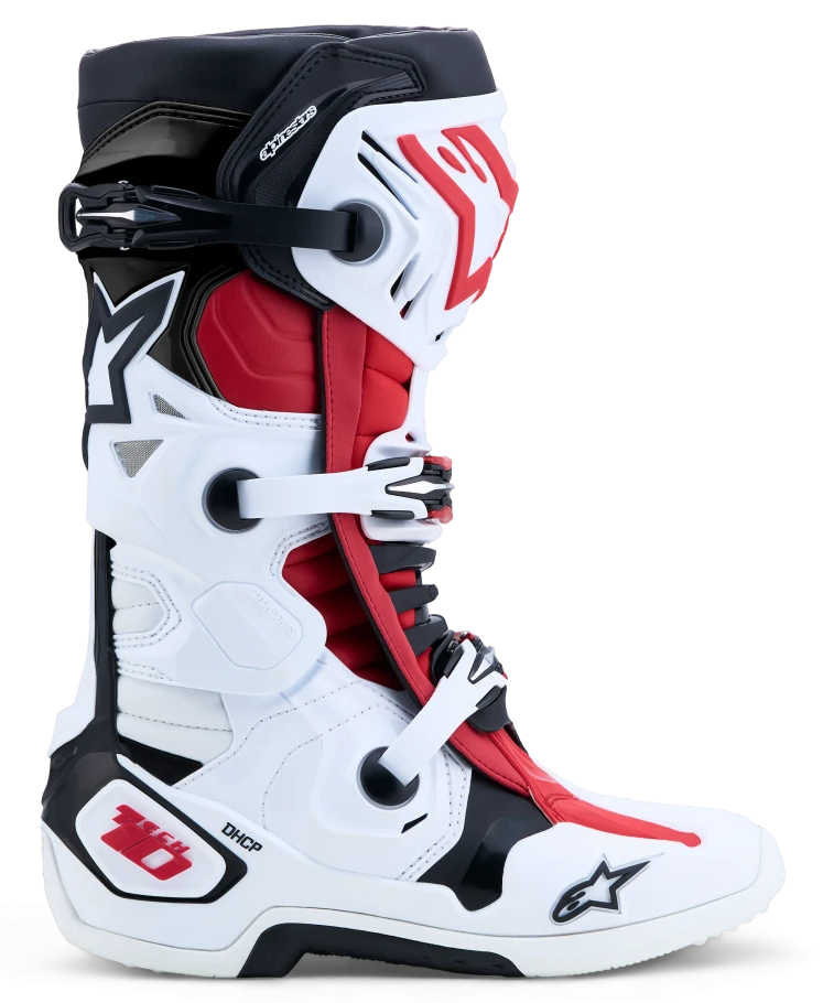 ALPINESTARS TECH 10 WHITE / BLACK / BRIGHT RED BOOTS