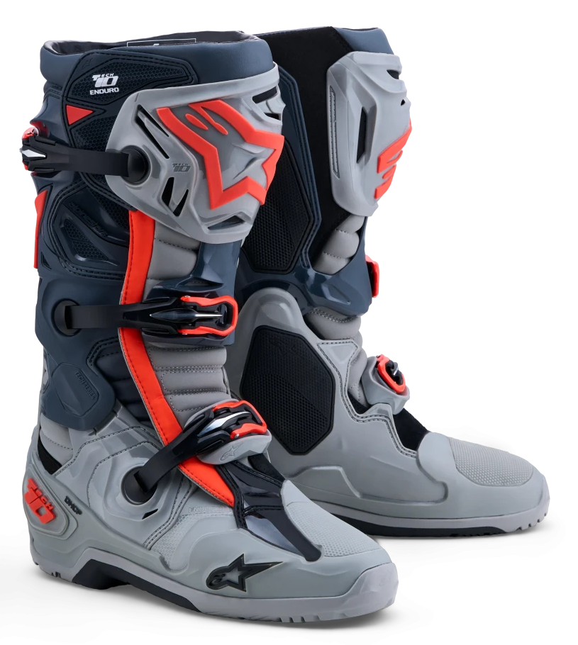 ALPINESTARS TECH 10 ENDURO MID / GRAY / DARK GRAY / RED FLUO BOOTS