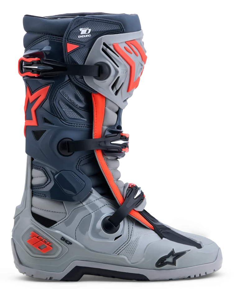 ALPINESTARS TECH 10 ENDURO MID / GRAY / DARK GRAY / RED FLUO BOOTS