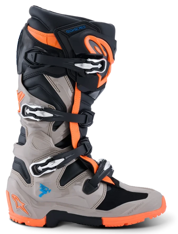 ALPINESTARS TECH 7 ENDURO BLACK / WARM MIRROR GRAY / ORANGE FLUO BOOTS