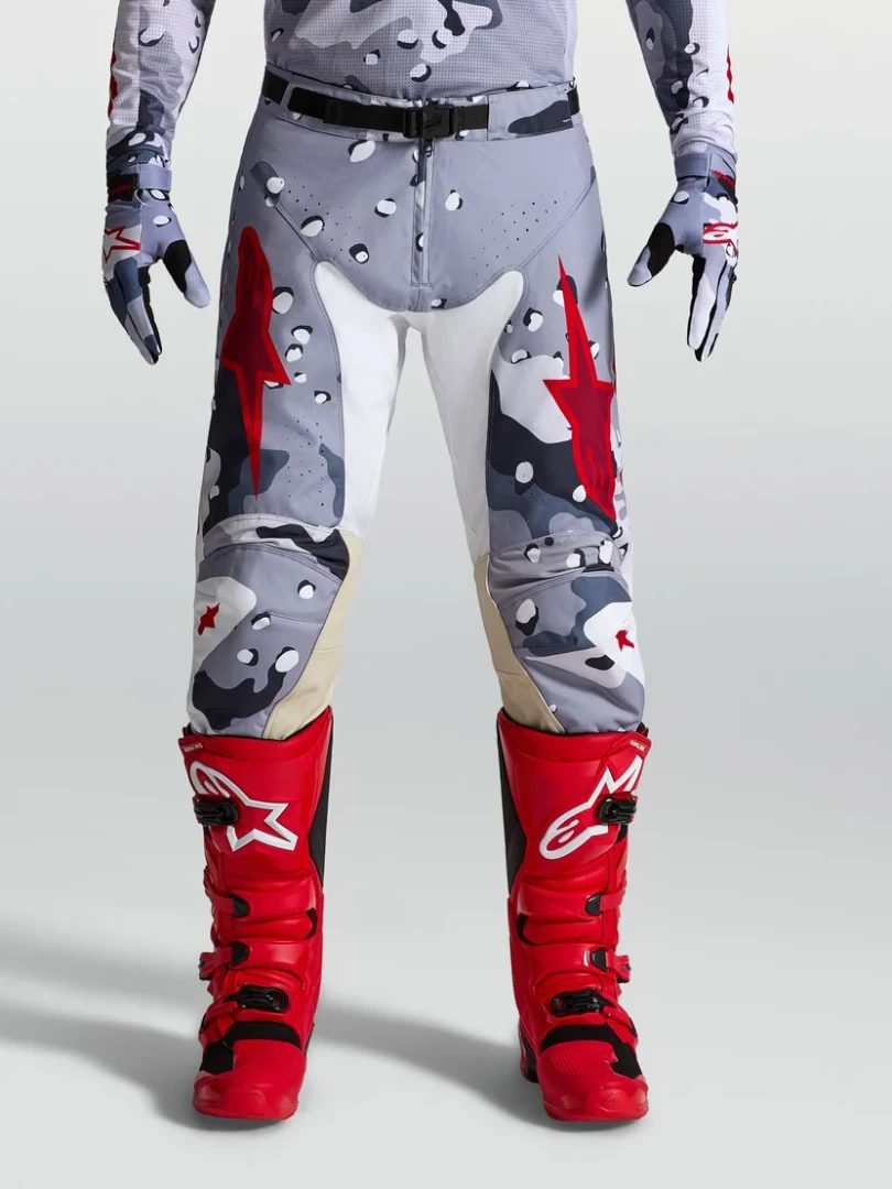 ALPINESTARS RACE AIR LONE GRAY CAMO / WHITE / FIRE RED PANTS