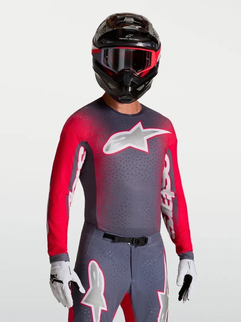 ALPINESTARS SUPERTECH HITEN AFD GRAYSTONE / RED FLUO / LIGHT LILAC JERSEY