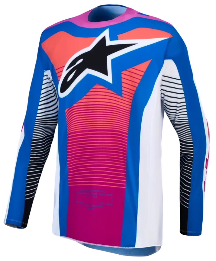 ALPINESTARS TECHSTAR MAVEN WHITE / HOT CORAL / BLITHE BLUE JERSEY