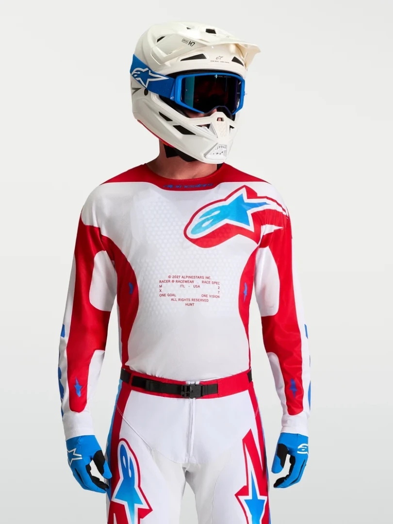 ALPINESTARS RACER HUNT WHITE / FIRE RED / UCLA BLUE JERSEY