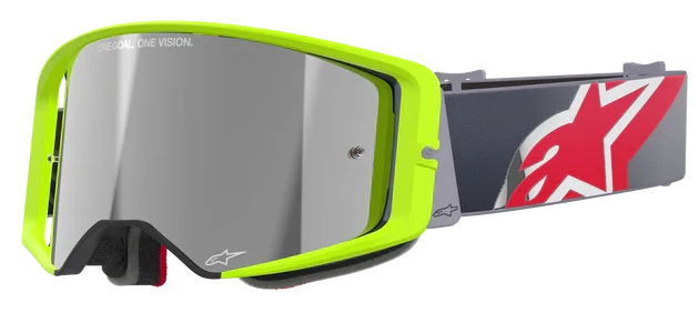 ALPINESTARS SUPERTECH CORP YELLOW FLUO RED MIRROR SILVER LENS GOGGLES