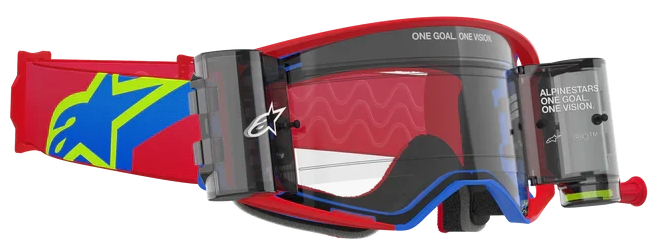 ALPINESTARS SUPERTECH CORP RED BLUE CLEAR LENS ROLL OFF GOGGLES