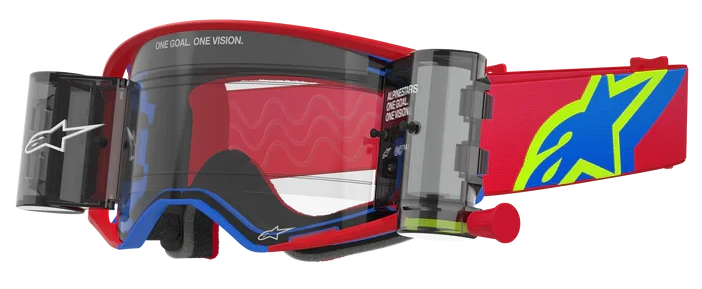 ALPINESTARS SUPERTECH CORP RED BLUE CLEAR LENS ROLL OFF GOGGLES