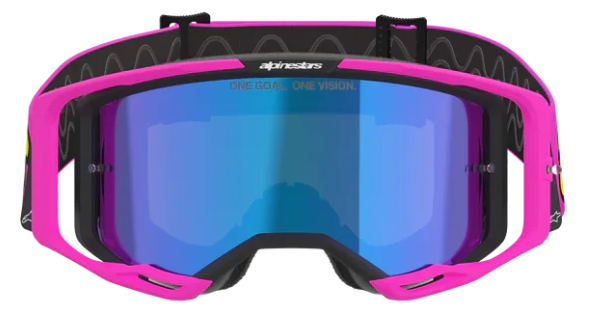 ALPINESTARS VISION 8 VISTA PINK YELLOW MIRROR BLUE LENS GOGGLES