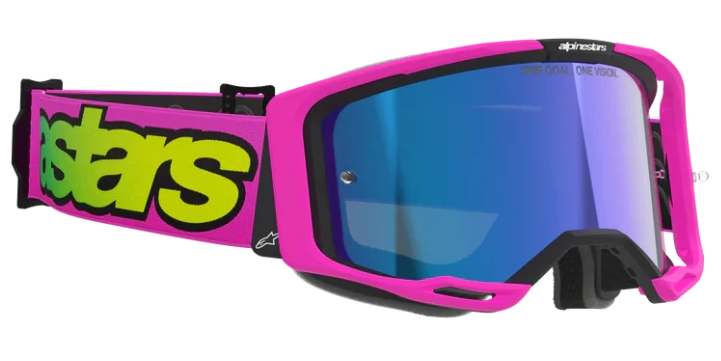 ALPINESTARS VISION 8 VISTA PINK YELLOW MIRROR BLUE LENS GOGGLES